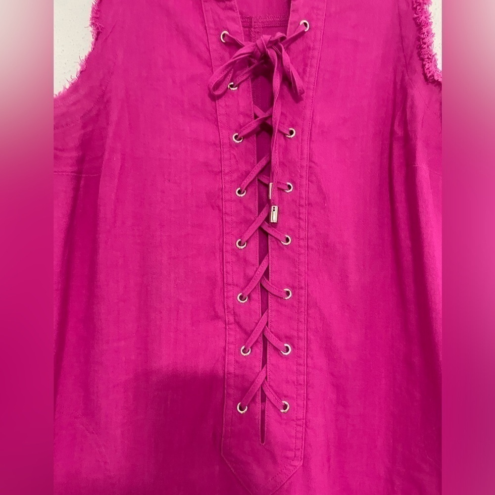 Trina Turk x INC Linen Lace-Up Sleeveless Dress Size Medium - Picture 7 of 13